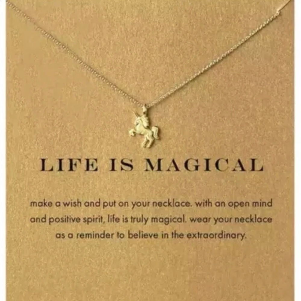 Unicorn Gold Necklace Luck Jewelry Fashion Magic womens girls pendant charm